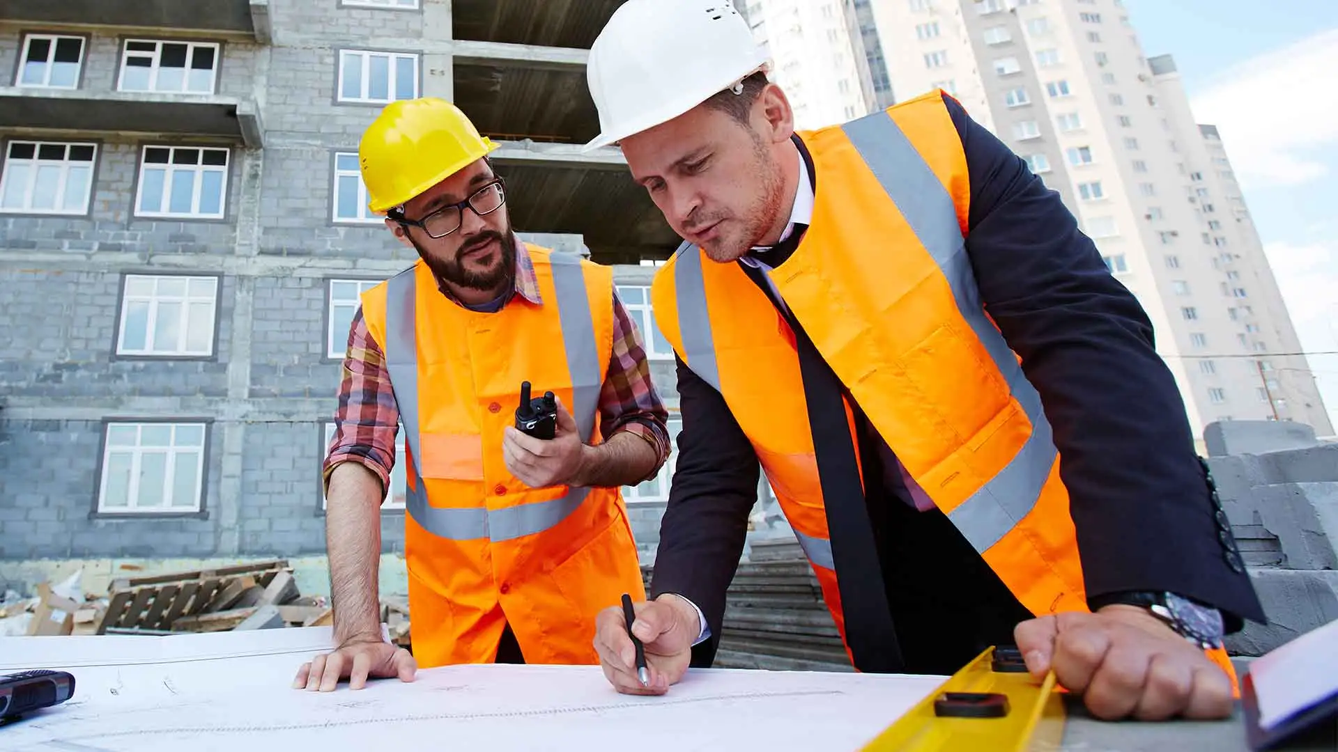 Construction site with workers